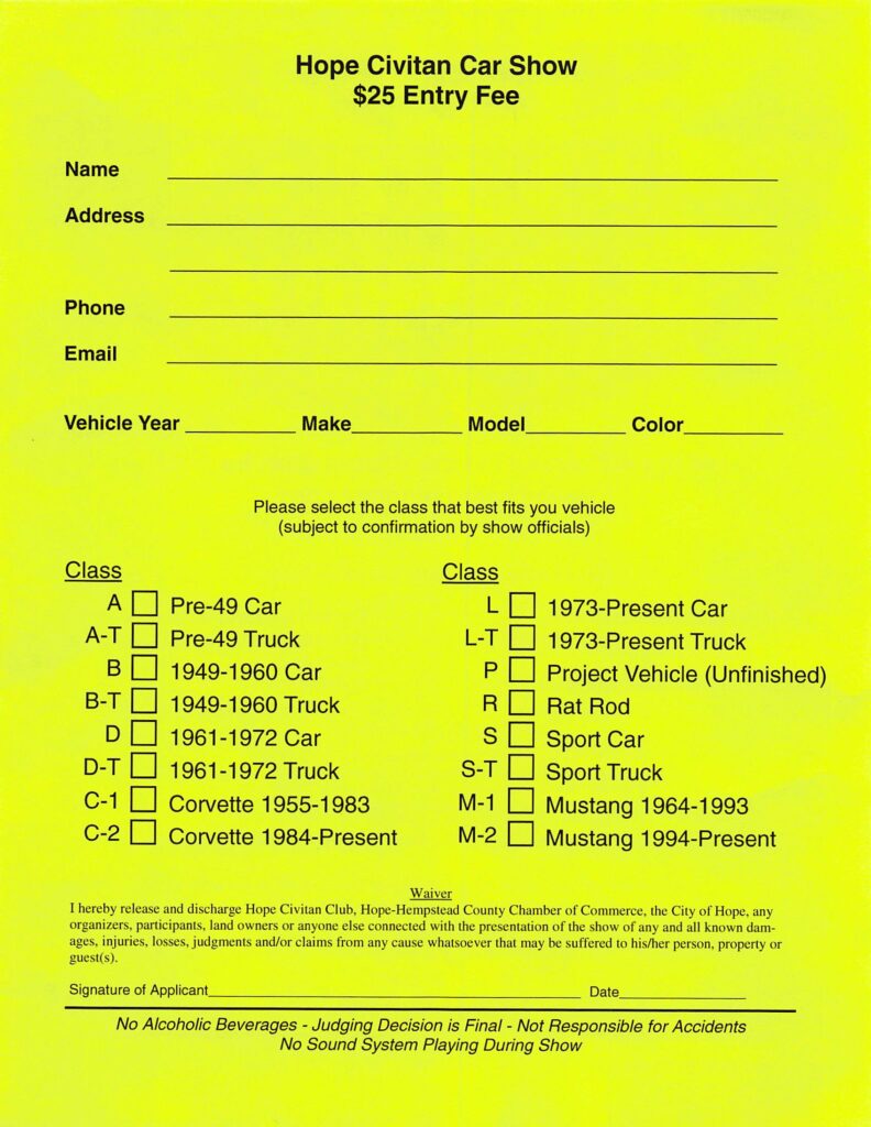 Watermelon Festival Car Show Flyer and Entry Form